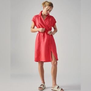Athleta Playa Wrap Passionfruit Coral Linen Dress Size 6 Pre-owned